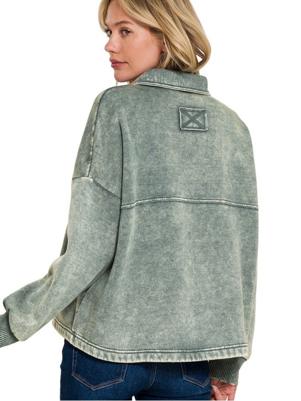 🦋 178 ZENANA ACID WASHED FLEECE FRONT POCKET SHACKET AND PANT - Picture 3 of 4